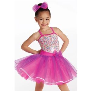 Weissman Showtime | ABC Pink Purple Confetti Tutu Ballet Dance Costume, Size SC